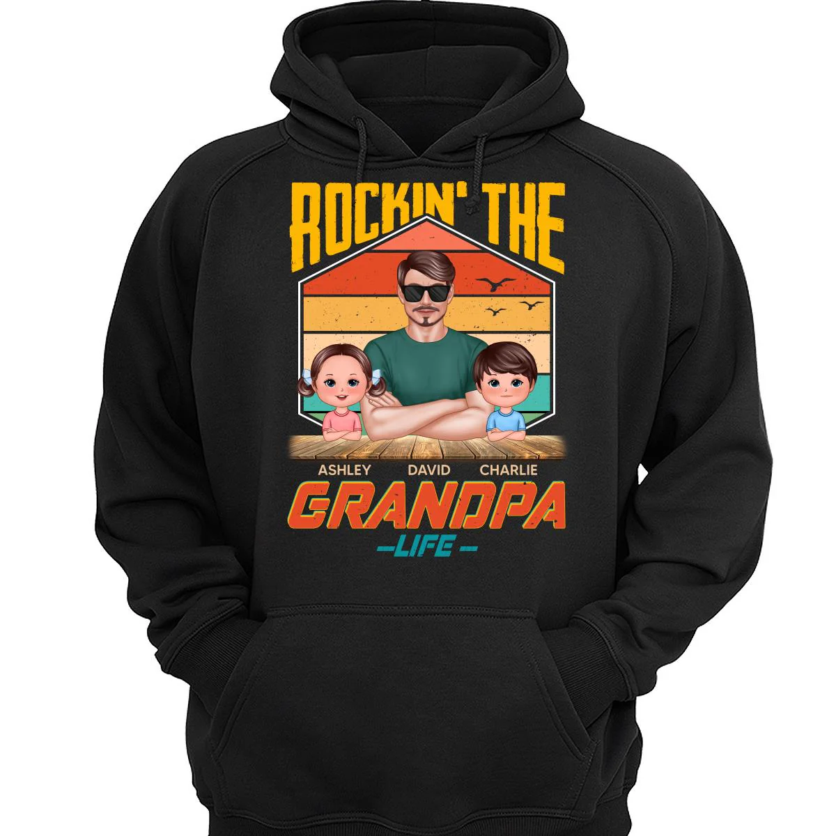 Rockin‘ The Dad Grandpa Life Retro Personalized Shirt - Image 3
