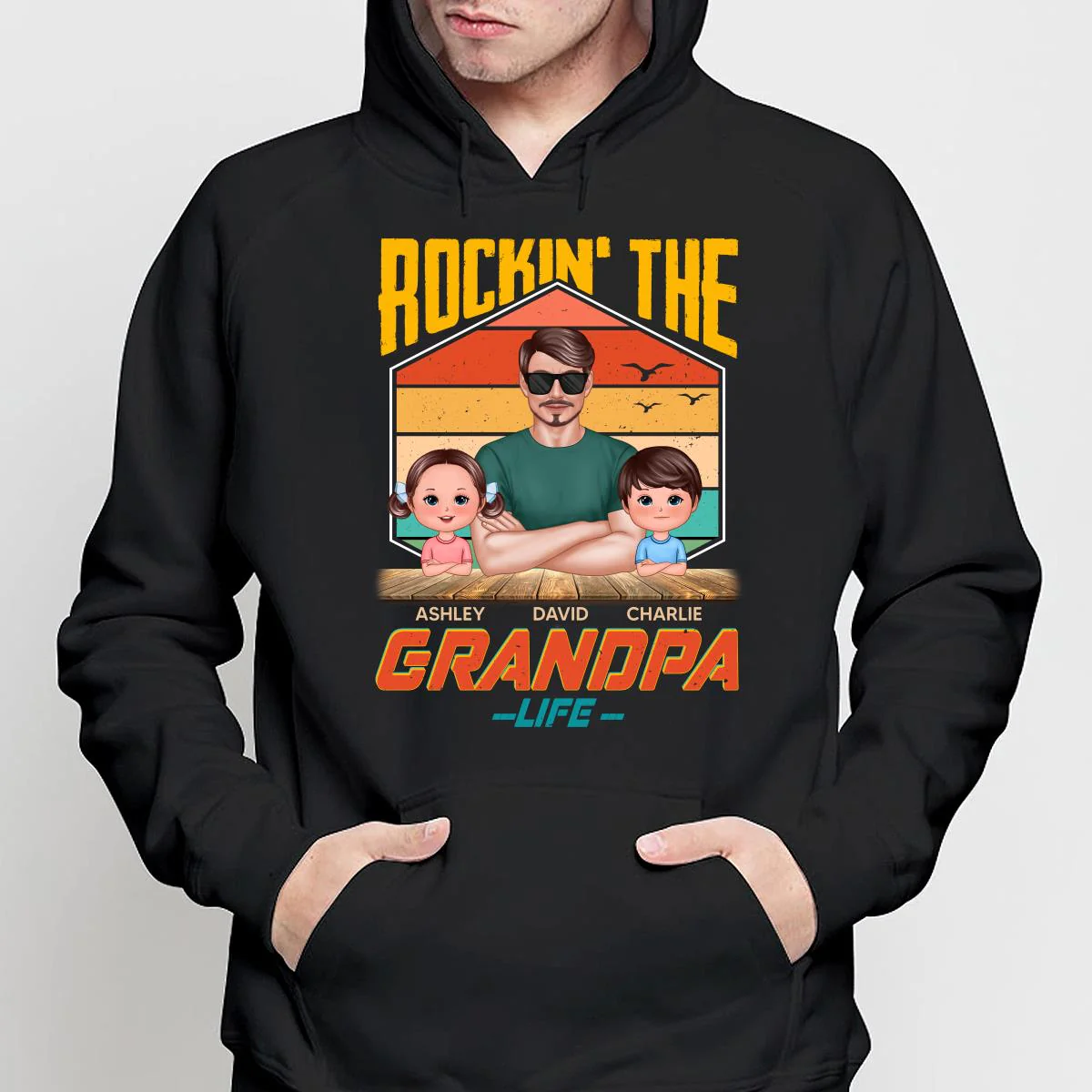 Rockin‘ The Dad Grandpa Life Retro Personalized Shirt - Image 4