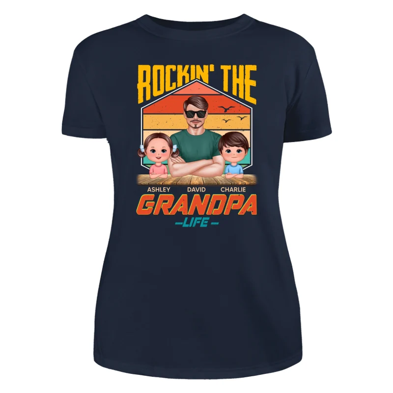 Rockin‘ The Dad Grandpa Life Retro Personalized Shirt - Image 9