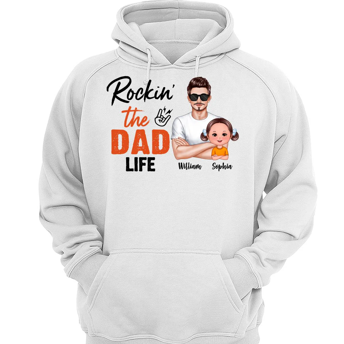 Rockin‘ The Dad Life Realistic Man And Doll Kids Father’s Day Gift For Dad Personalized Shirt - Image 3