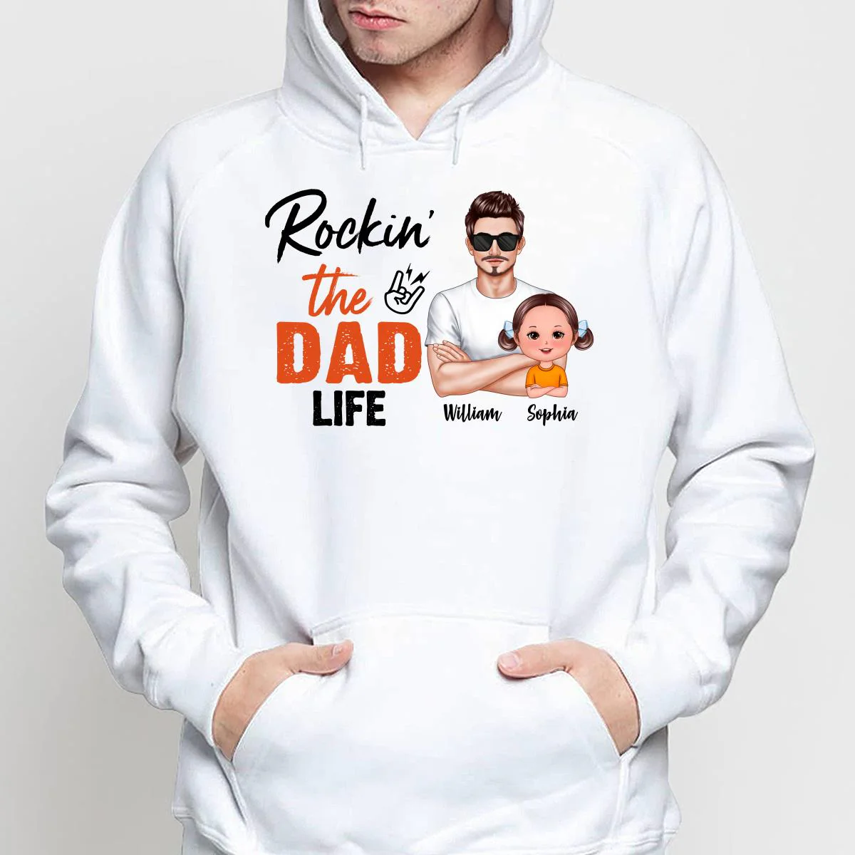 Rockin‘ The Dad Life Realistic Man And Doll Kids Father’s Day Gift For Dad Personalized Shirt - Image 4