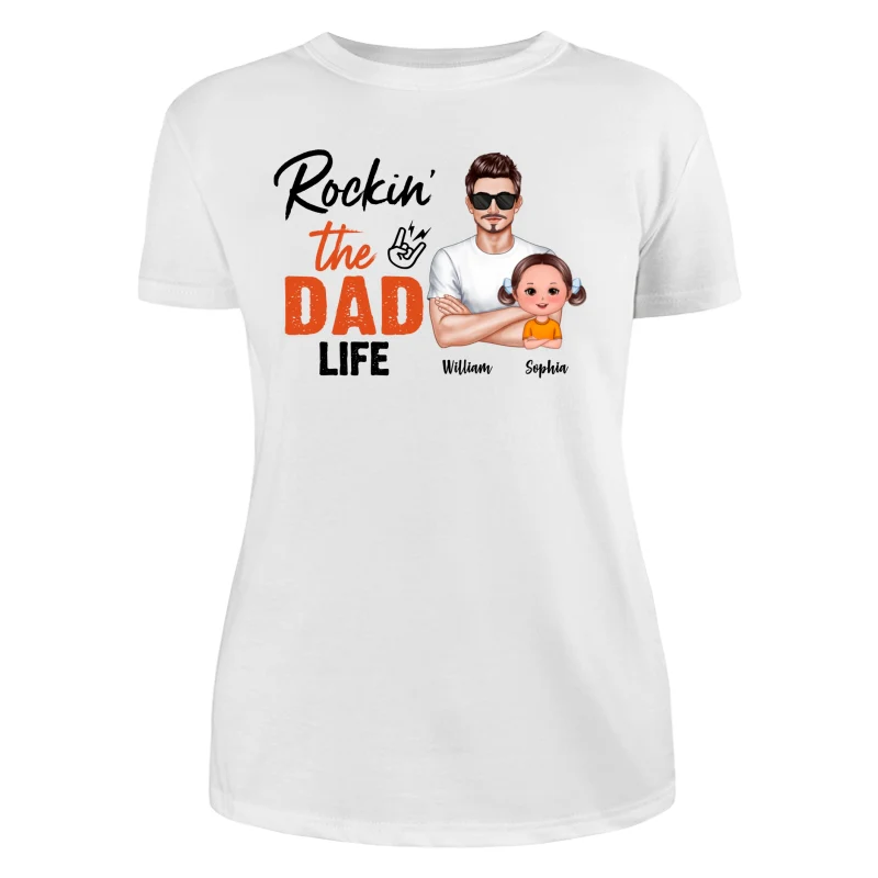 Rockin‘ The Dad Life Realistic Man And Doll Kids Father’s Day Gift For Dad Personalized Shirt - Image 9