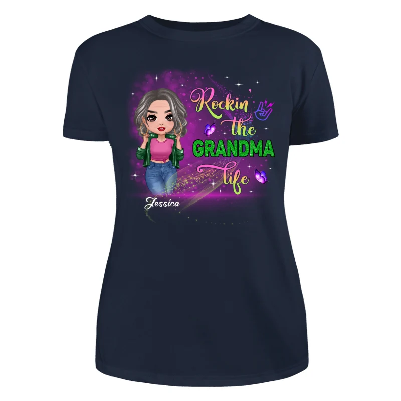 Rockin‘ The Grandma Life Colorful Sparkle Doll Grandma Personalized Shirt - Image 10