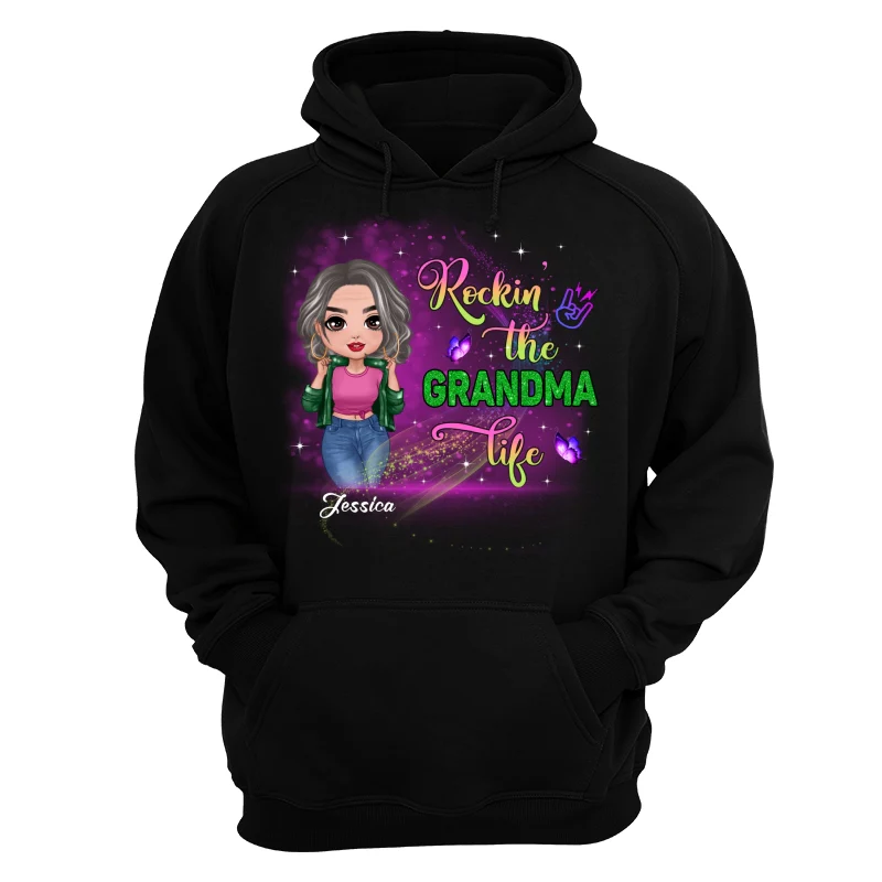 Rockin‘ The Grandma Life Colorful Sparkle Doll Grandma Personalized Shirt - Image 13