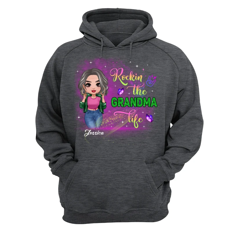 Rockin‘ The Grandma Life Colorful Sparkle Doll Grandma Personalized Shirt - Image 15