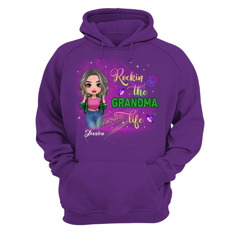 Rockin‘ The Grandma Life Colorful Sparkle Doll Grandma Personalized Shirt - Image 16