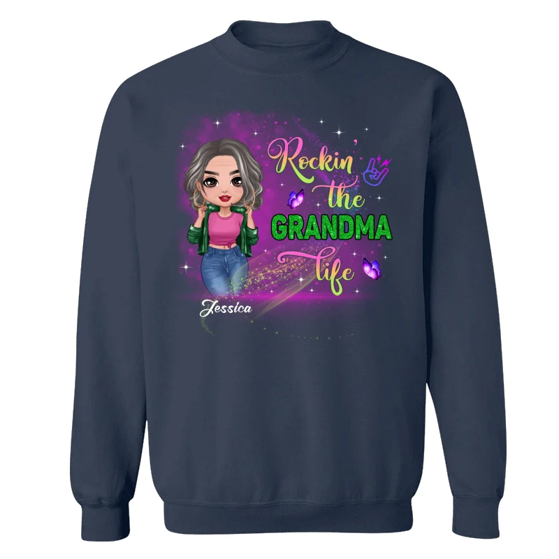 Rockin‘ The Grandma Life Colorful Sparkle Doll Grandma Personalized Shirt - Image 18