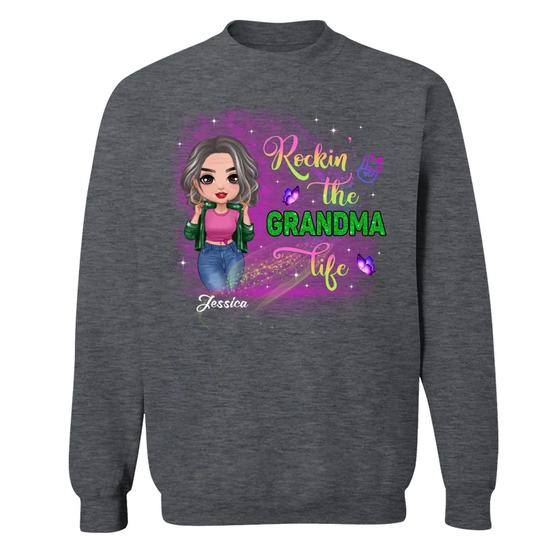 Rockin‘ The Grandma Life Colorful Sparkle Doll Grandma Personalized Shirt - Image 19