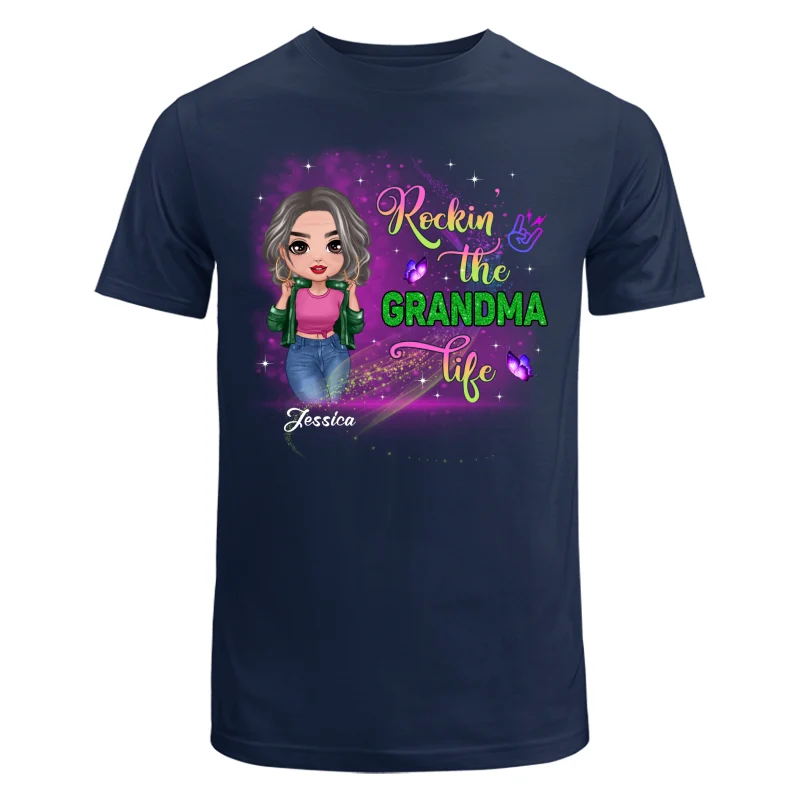 Rockin‘ The Grandma Life Colorful Sparkle Doll Grandma Personalized Shirt - Image 6