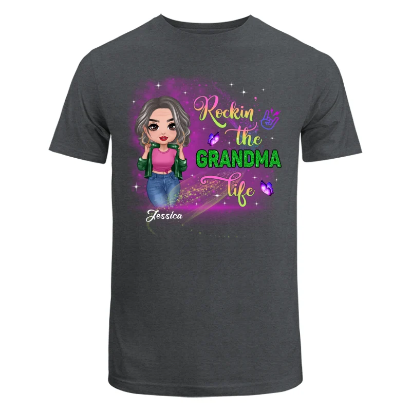Rockin‘ The Grandma Life Colorful Sparkle Doll Grandma Personalized Shirt - Image 7