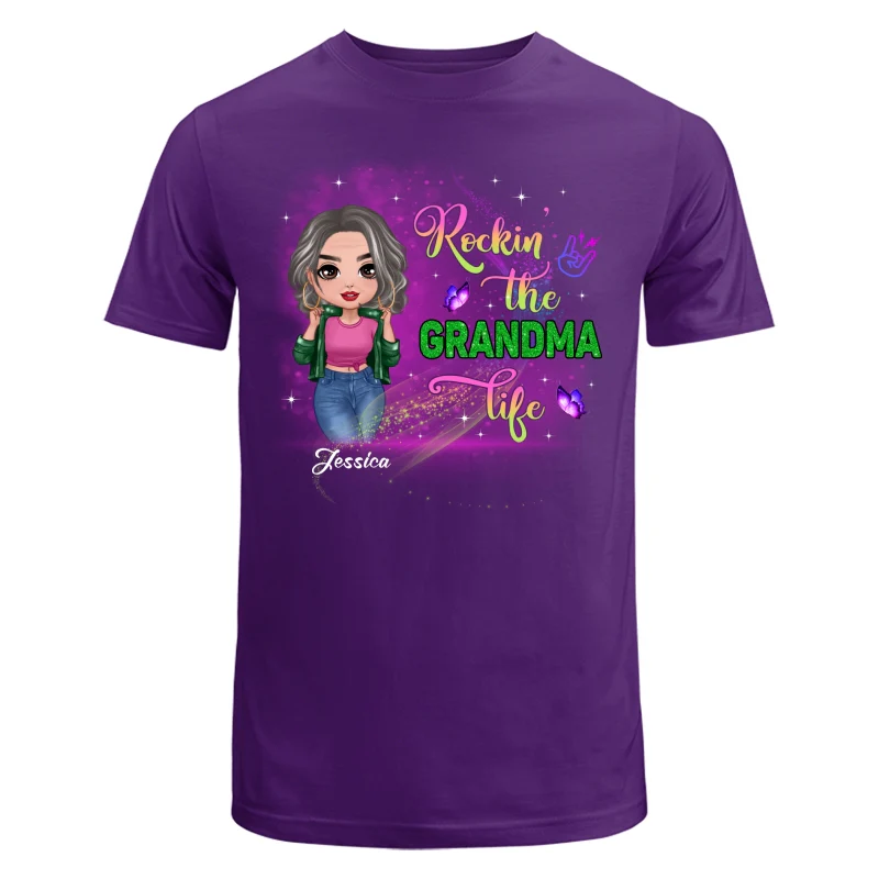 Rockin‘ The Grandma Life Colorful Sparkle Doll Grandma Personalized Shirt - Image 8
