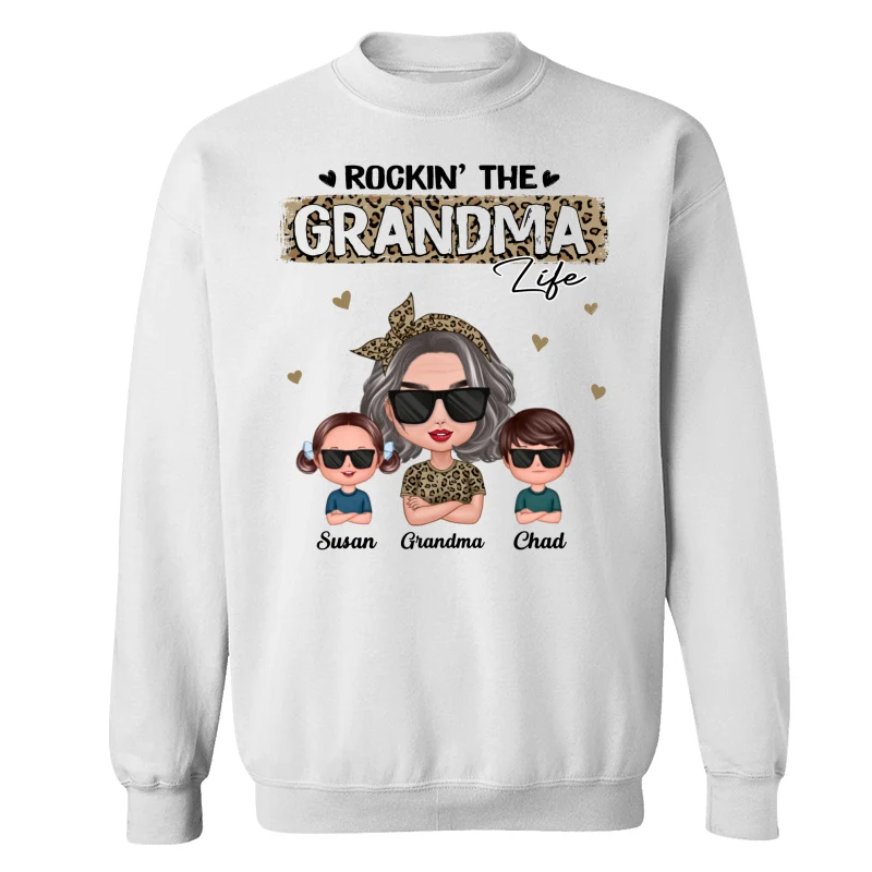Rockin‘ The Grandma Life Cool Grandma & Grandkids Personalized Shirt - Image 17