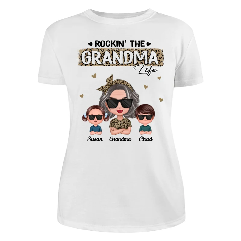 Rockin‘ The Grandma Life Cool Grandma & Grandkids Personalized Shirt - Image 9