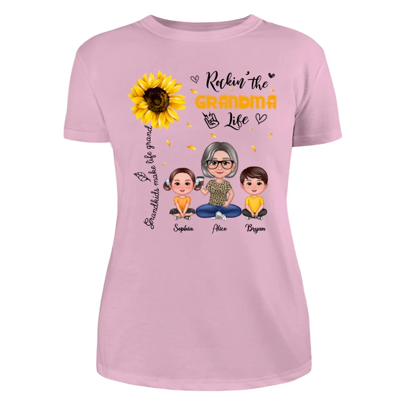 Rockin‘ The Grandma Life Sunflower Pretty Doll Personalized Shirt - Image 11