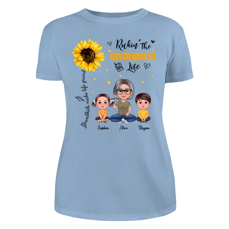 Rockin‘ The Grandma Life Sunflower Pretty Doll Personalized Shirt - Image 12