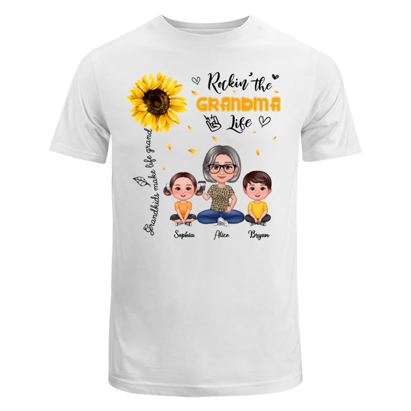 Rockin‘ The Grandma Life Sunflower Pretty Doll Personalized Shirt - Image 5