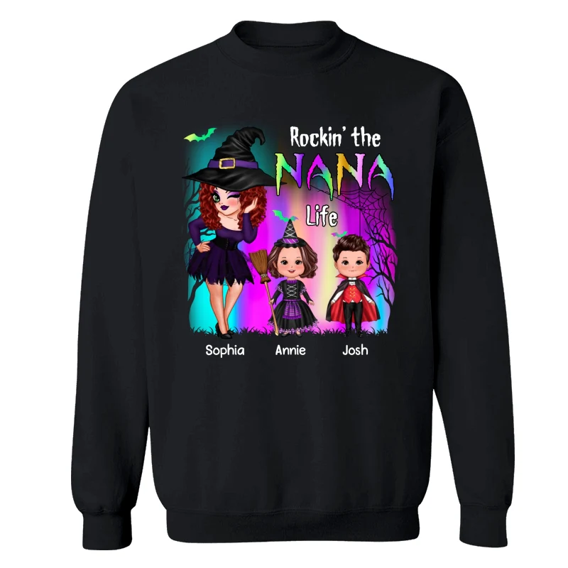 Rockin‘ The Nana Life Halloween Aurora Personalized Shirt - Image 14