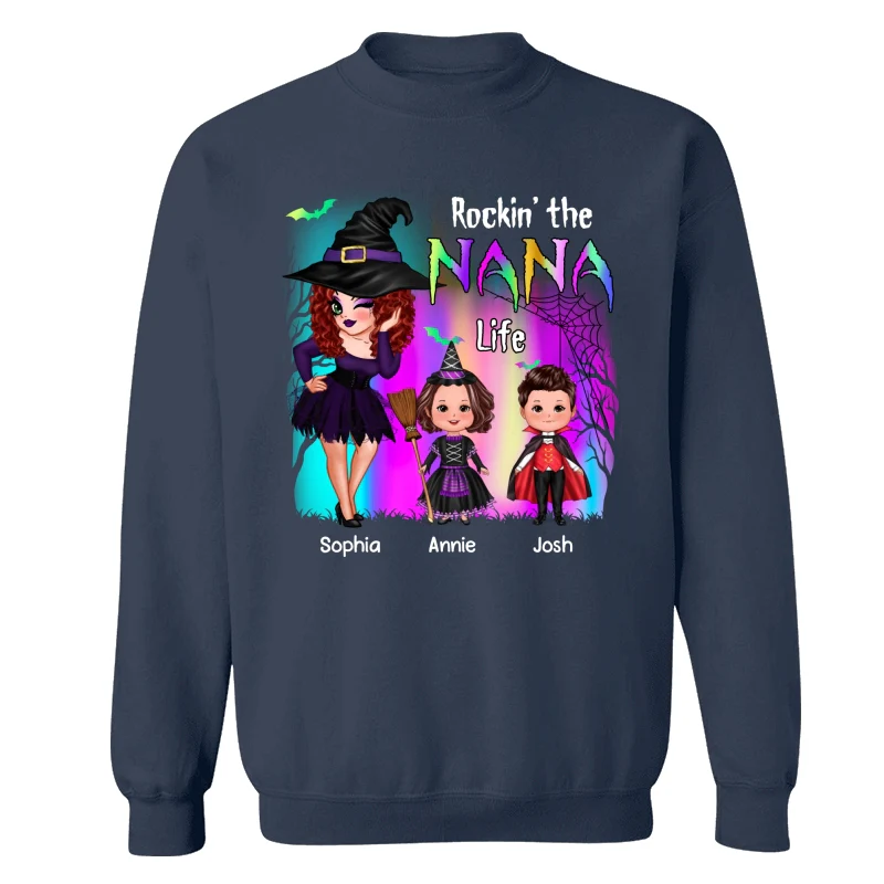 Rockin‘ The Nana Life Halloween Aurora Personalized Shirt - Image 15
