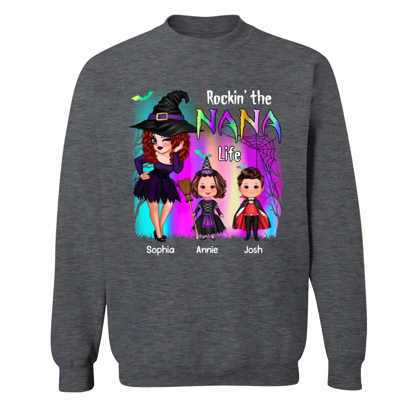 Rockin‘ The Nana Life Halloween Aurora Personalized Shirt - Image 16