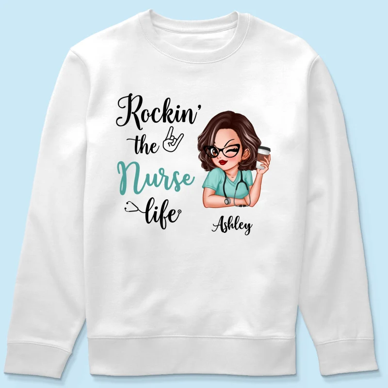 Rockin‘ The Nurse Life Personalized Shirt, Cool Gift For Nurse - Image 19