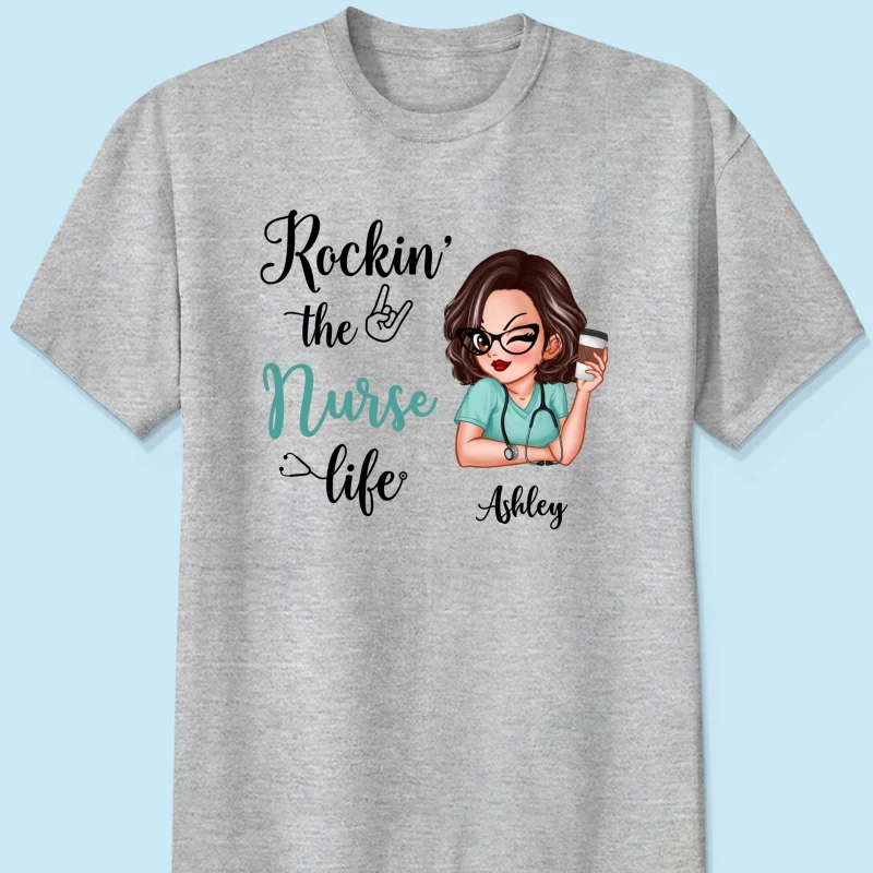 Rockin‘ The Nurse Life Personalized Shirt, Cool Gift For Nurse - Image 9