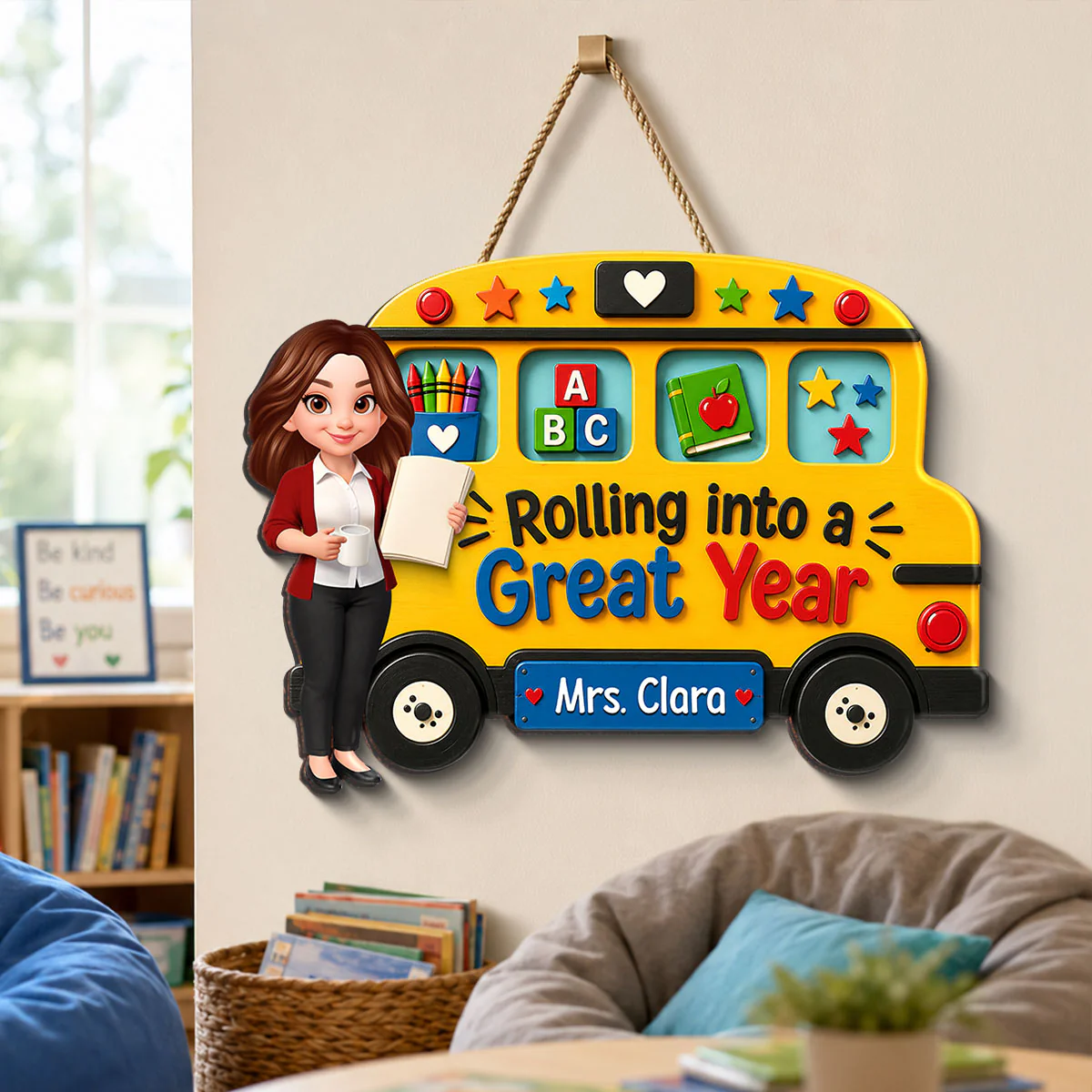 Rolling Into A Great Year Teacher - Personalized Wood Sign - Back To School Gift For Teacher, Classroom Decor - Image 5
