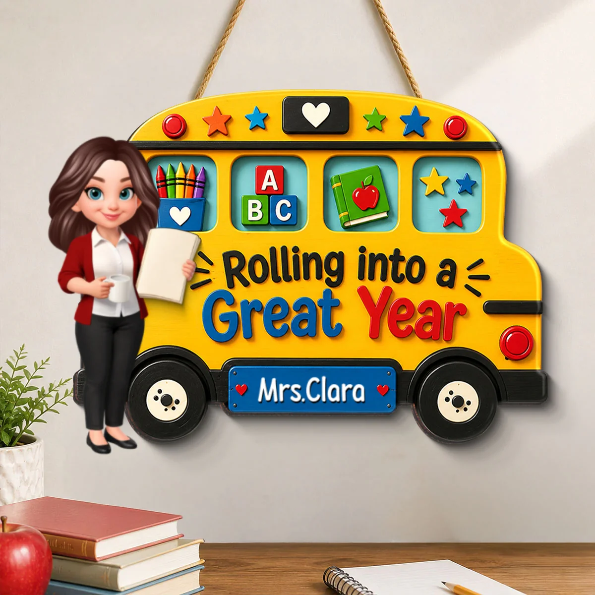 Rolling Into A Great Year Teacher - Personalized Wood Sign - Back To School Gift For Teacher, Classroom Decor - Image 9
