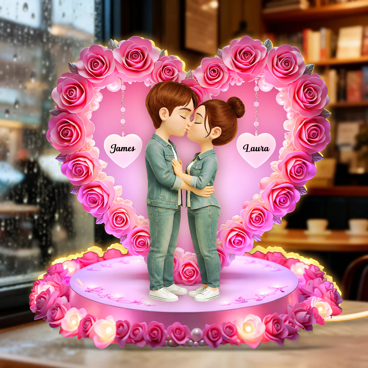 Romantic Couple Heart Rose - Personalized Light Box - Heartfelt Valentine's Day Gift for Her, for Him - Image 6
