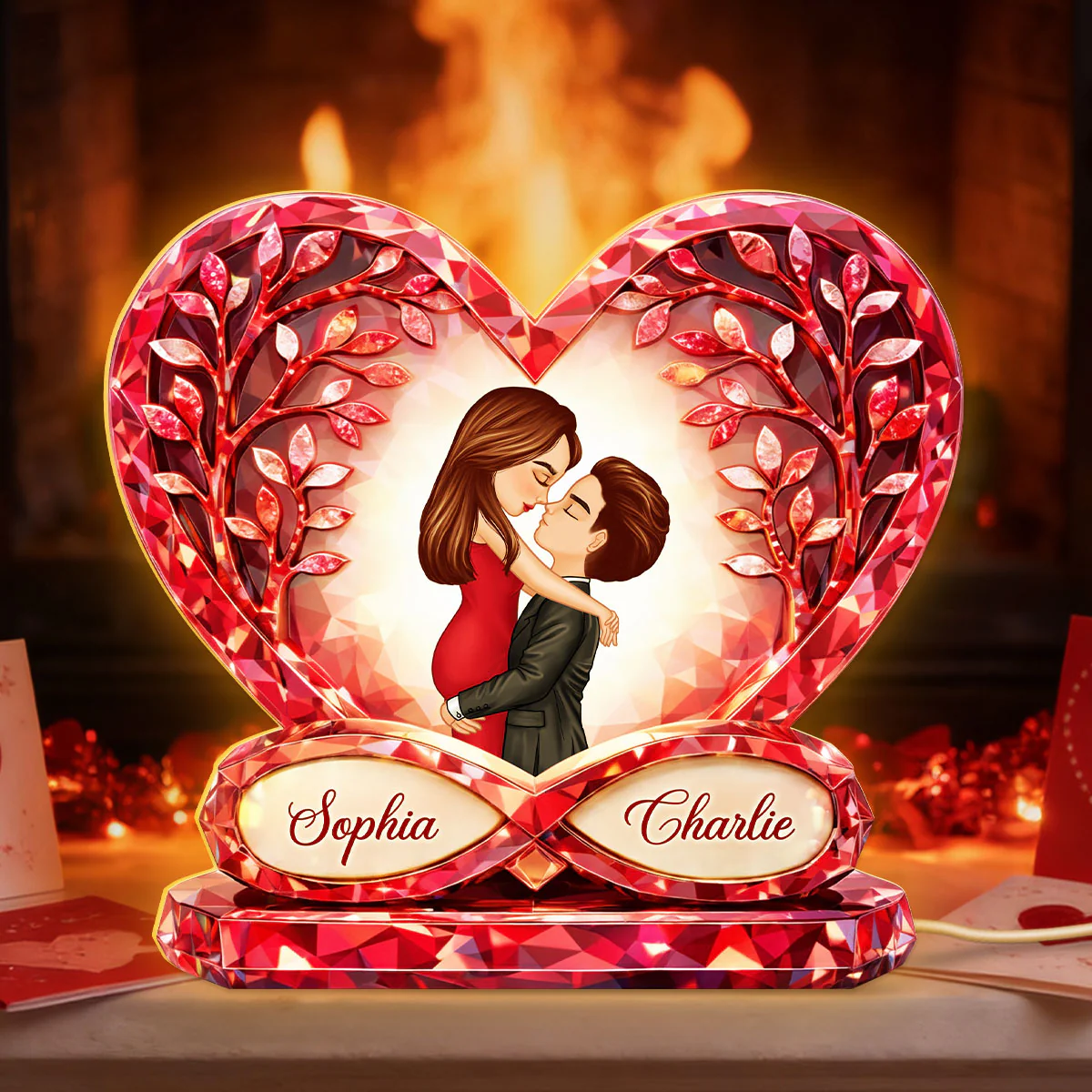 Romantic Couple Infinity Heart Love - Personalized Light Box - Anniversary, Valentine's Day Gift, Gift For Him, Gift For Her - Image 3