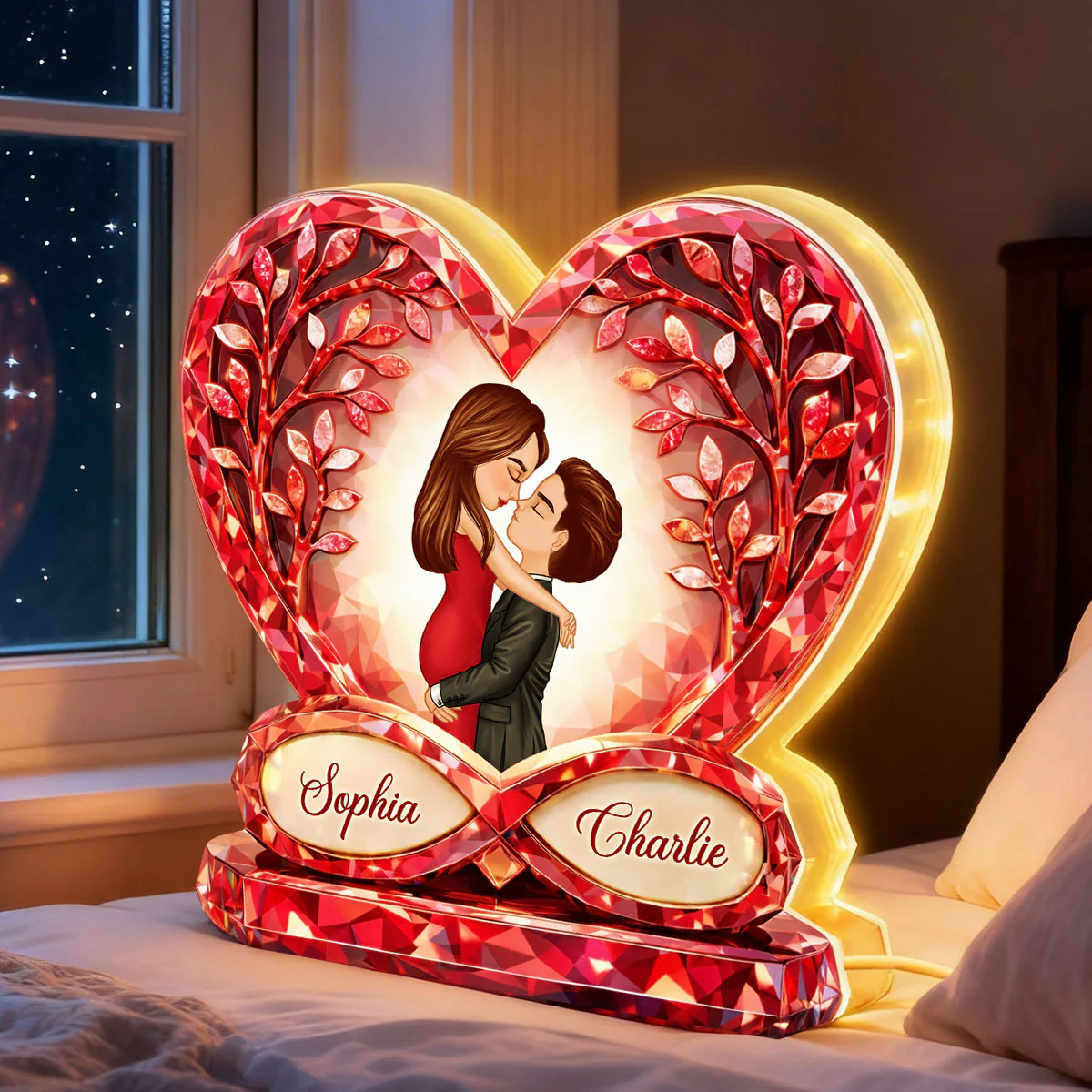 Romantic Couple Infinity Heart Love - Personalized Light Box - Anniversary, Valentine's Day Gift, Gift For Him, Gift For Her - Image 4
