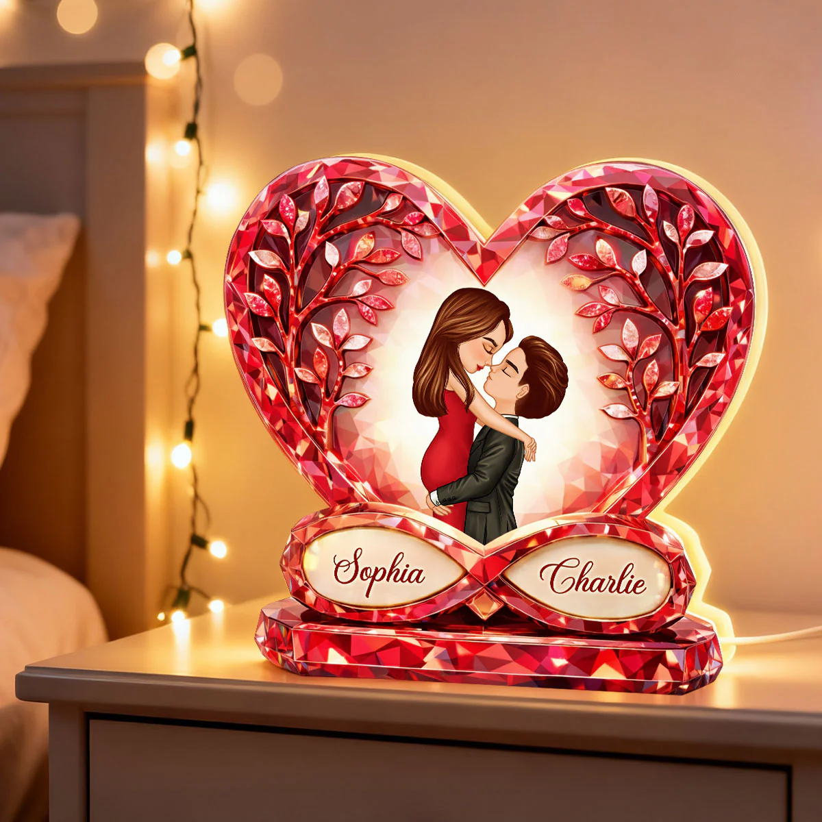Romantic Couple Infinity Heart Love - Personalized Light Box - Anniversary, Valentine's Day Gift, Gift For Him, Gift For Her - Image 5