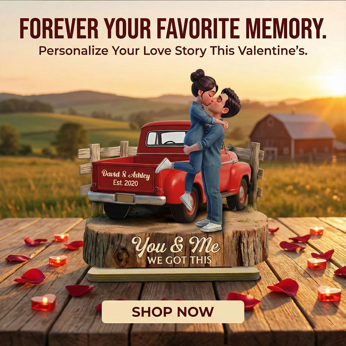 Romantic Couple Pickup Truck You & Me We Got This - Personalized 2-Layered Wooden Plaque - Anniversary Gift, Wedding Gift For Couple, Farmhouse Decor - Image 6