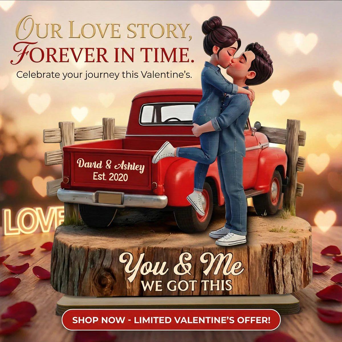 Romantic Couple Pickup Truck You & Me We Got This - Personalized 2-Layered Wooden Plaque - Anniversary Gift, Wedding Gift For Couple, Farmhouse Decor - Image 7