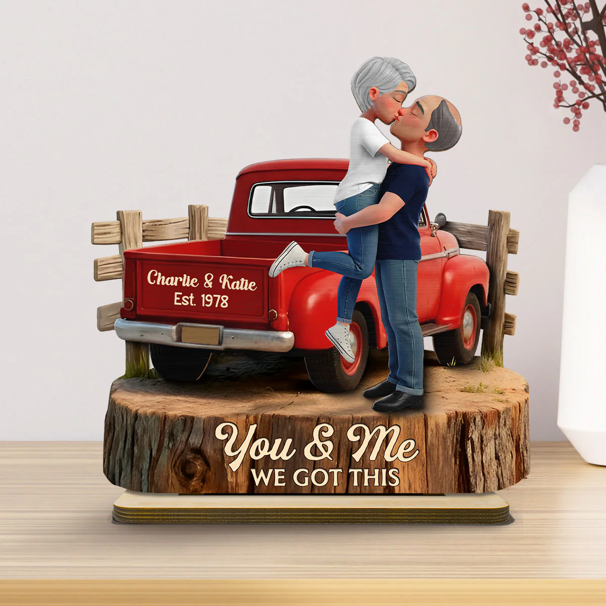 Romantic Couple Pickup Truck You & Me We Got This - Personalized 2-Layered Wooden Plaque - Anniversary Gift, Wedding Gift For Couple, Farmhouse Decor - Image 9