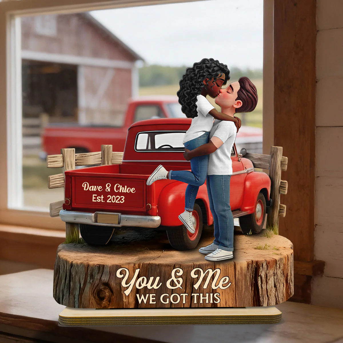 Romantic Couple Pickup Truck You & Me We Got This - Personalized 2-Layered Wooden Plaque - Gift For Couple, Farmhouse Decor - Image 11
