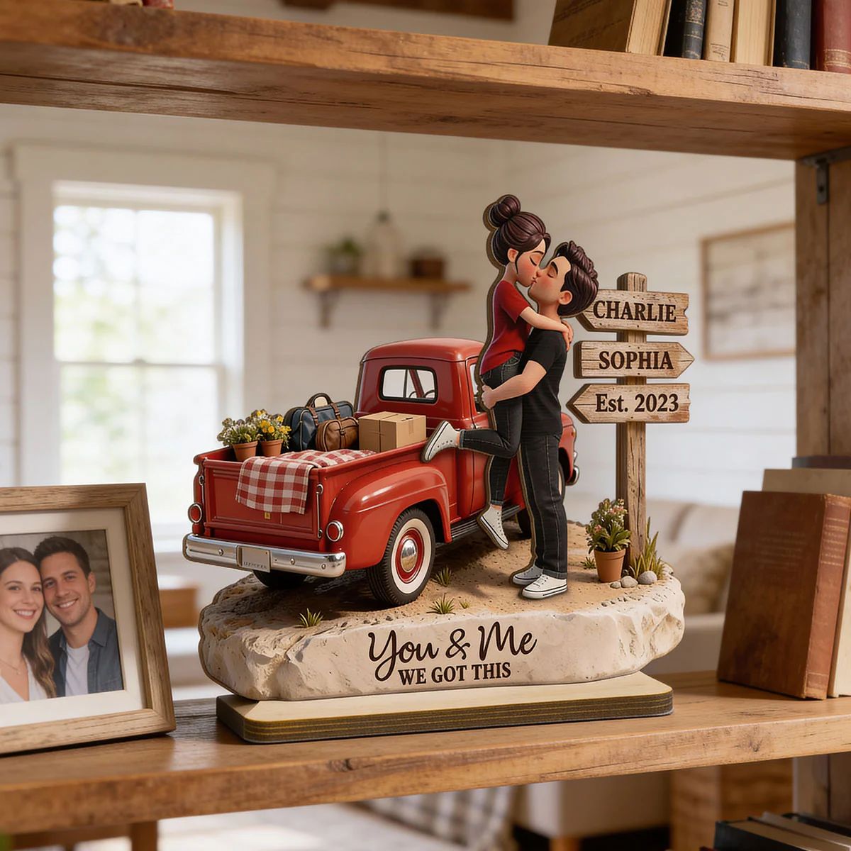 Romantic Couple Pickup Truck Sign Post - Personalized 2-Layered Wooden Plaque - Heartfelt Valentine's Day Gift For Couple, Farmhouse Decor - Image 5