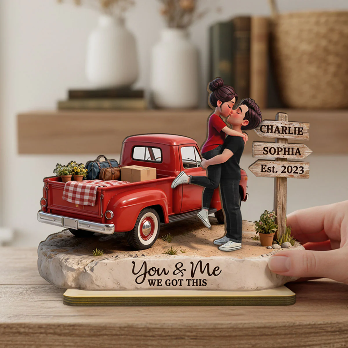 Romantic Couple Pickup Truck Sign Post - Personalized 2-Layered Wooden Plaque - Heartfelt Valentine's Day Gift For Couple, Farmhouse Decor - Image 7