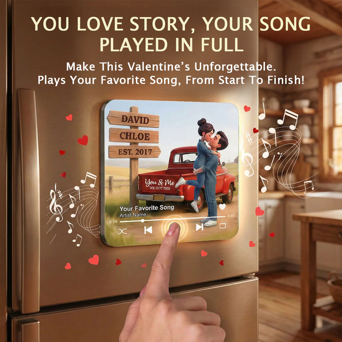 Romantic Couple Pickup Truck You & Me We Got This - Personalized Music Fridge Magnet - Valentine's Day Gift For Couple, Farmhouse Decor - Image 2