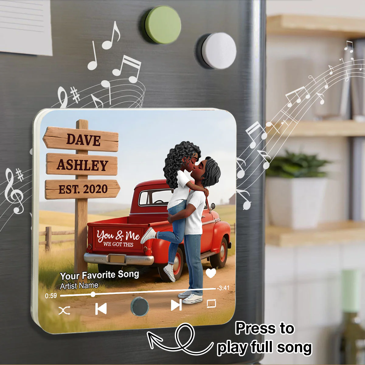 Romantic Couple Pickup Truck You & Me We Got This - Personalized Music Fridge Magnet - Valentine's Day Gift For Couple, Farmhouse Decor - Image 8