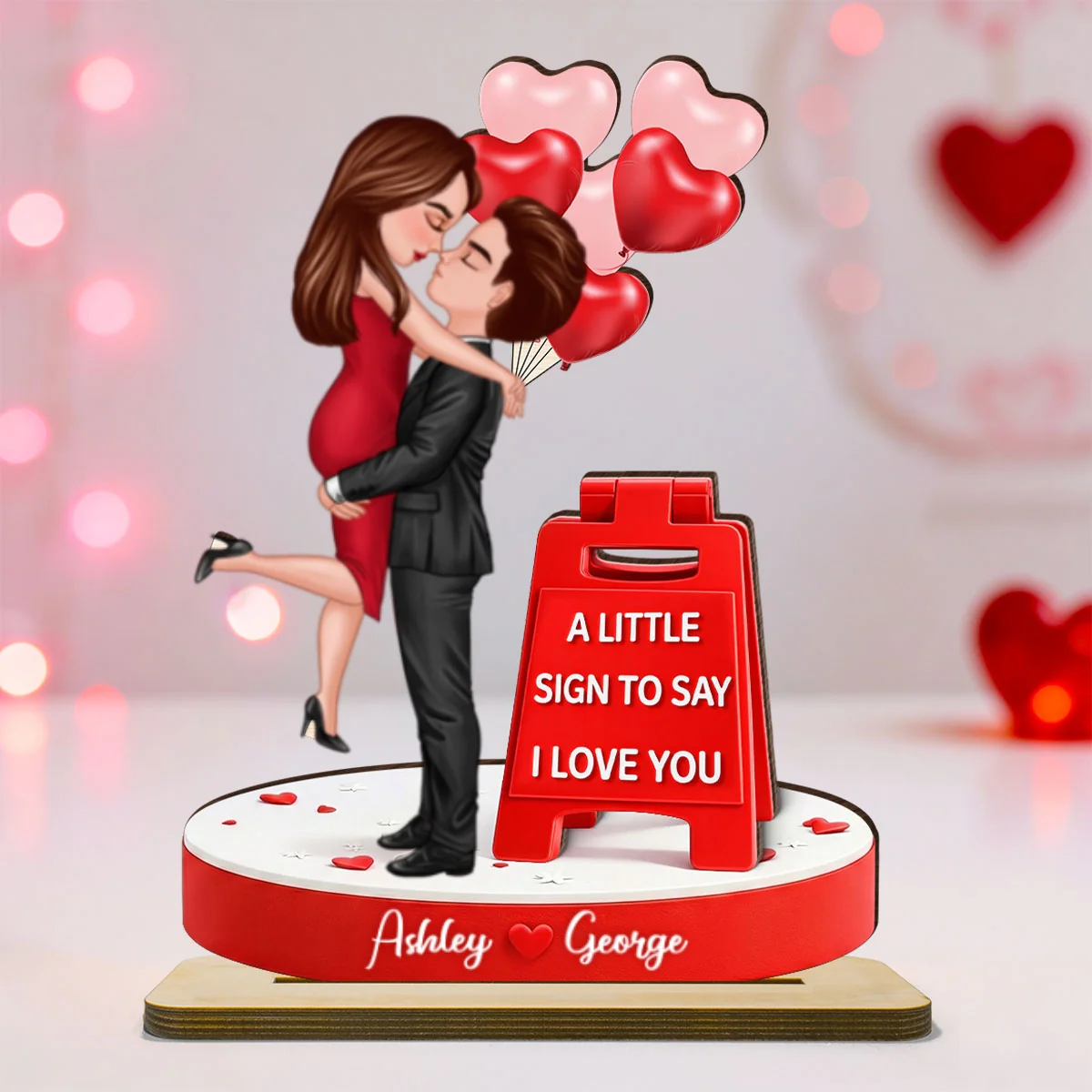 Romantic I Love You Sign - Personalized 2-Layered Wooden Plaque - Gift for Couple, for Her, for Him - Image 9