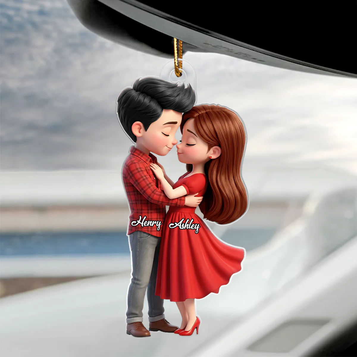 Romantic Love Couple - Personalized Acrylic Car Hanger - Sentimental Gift for him, for her - Image 6