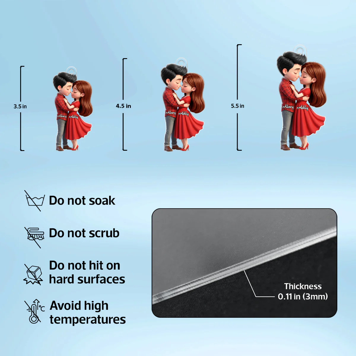Romantic Love Couple - Personalized Acrylic Car Hanger - Sentimental Gift for him, for her - Image 9