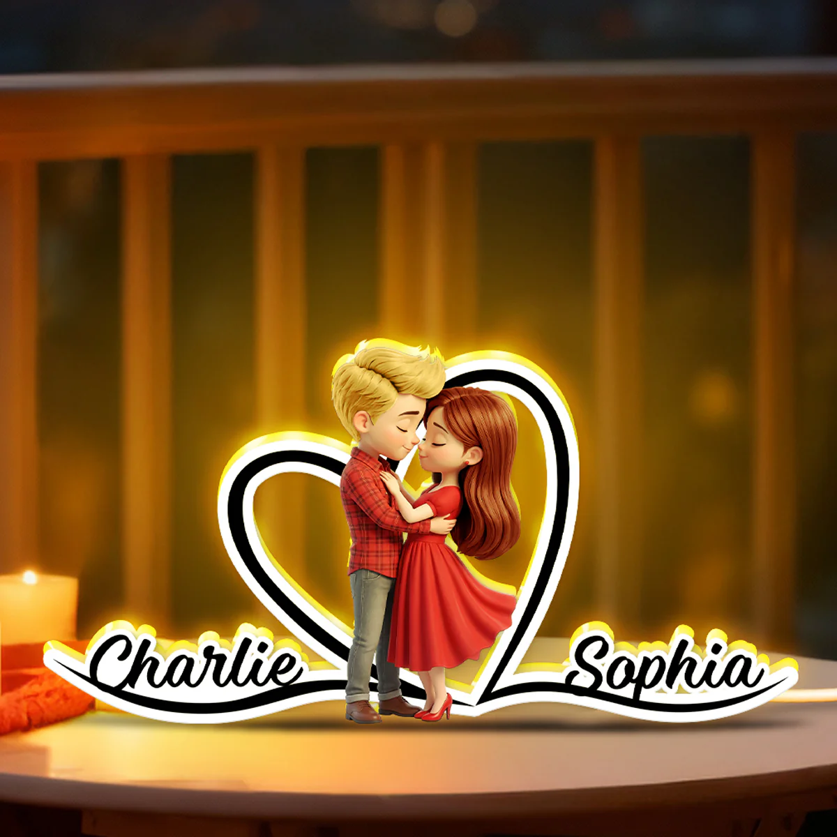 Romantic Love Couple - Personalized Light Box - Sentimental Gift for him, for her - Image 3