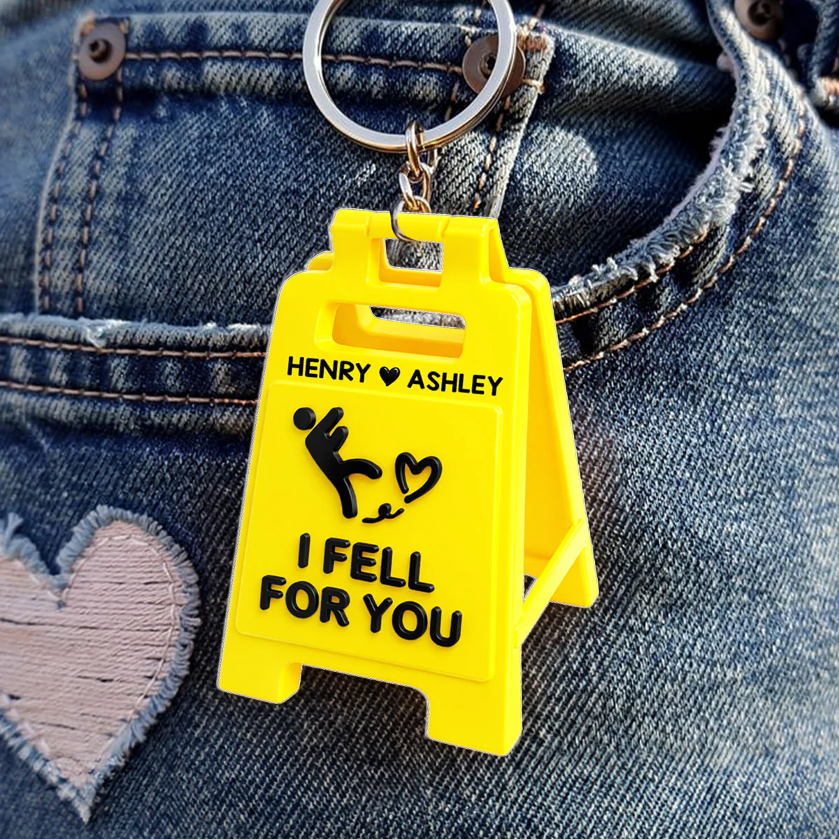Romantic Message Sign I Fell For You - Personalized Acrylic Keychain - Valentine's Gift For Him, For Her, For Couple - Image 3
