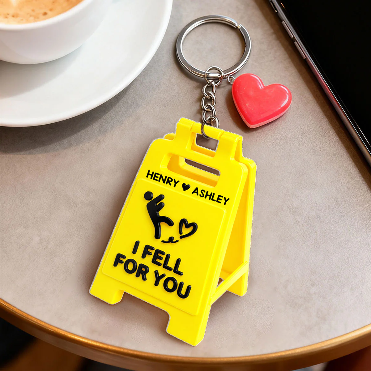 Romantic Message Sign I Fell For You - Personalized Acrylic Keychain - Valentine's Gift For Him, For Her, For Couple - Image 5