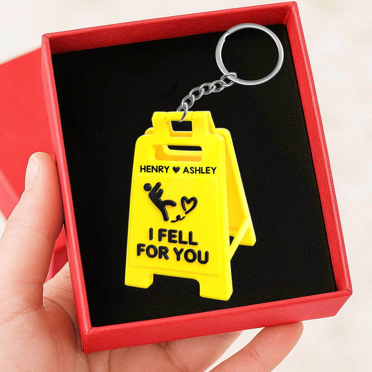 Romantic Message Sign I Fell For You - Personalized Acrylic Keychain - Valentine's Gift For Him, For Her, For Couple - Image 6