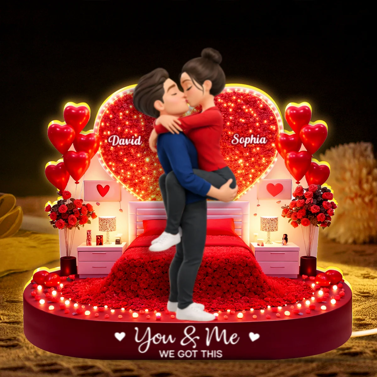 Romantic Room Couple Kissing - Personalized Light Box - Heartfelt Gift for Her, for Him - Image 10