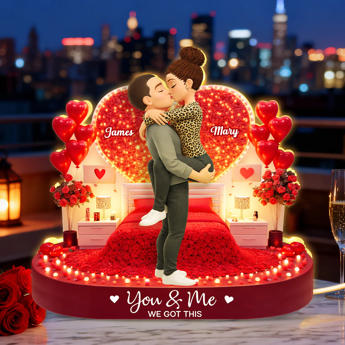 Romantic Room Couple Kissing - Personalized Light Box - Heartfelt Gift for Her, for Him - Image 4