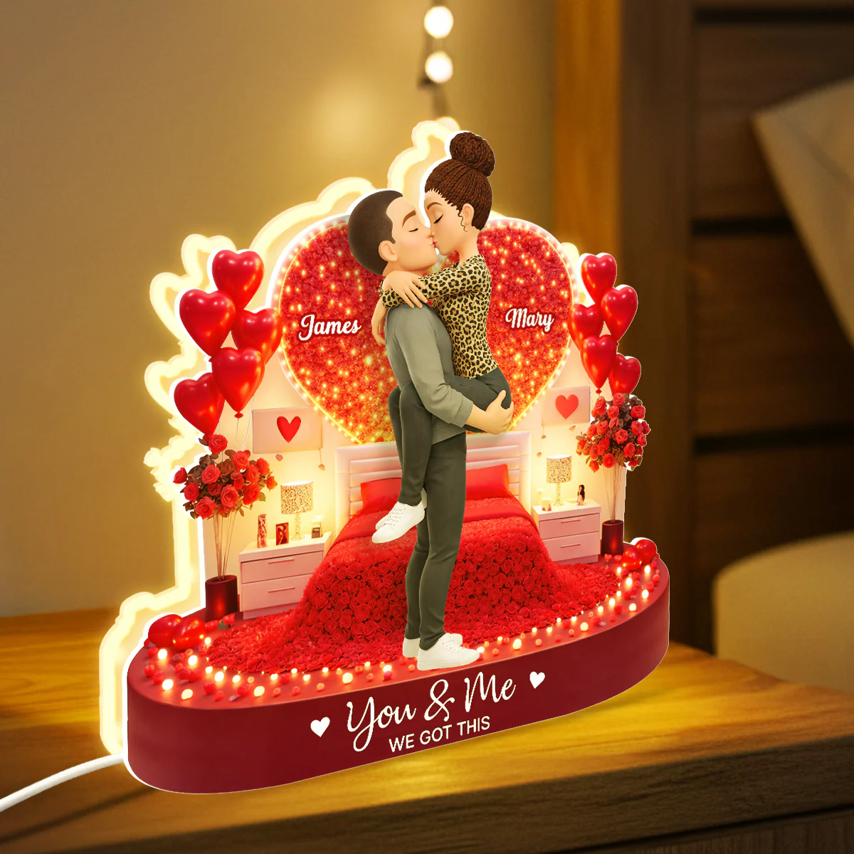 Romantic Room Couple Kissing - Personalized Light Box - Heartfelt Gift for Her, for Him - Image 5