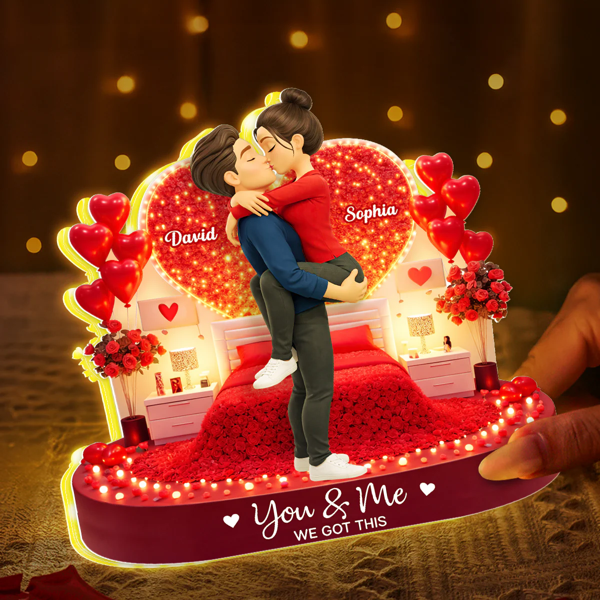 Romantic Room Couple Kissing - Personalized Light Box - Heartfelt Gift for Her, for Him - Image 6